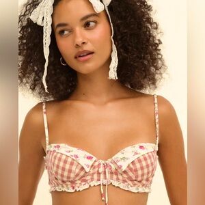 For Love And Lemons Pink Floral Bra